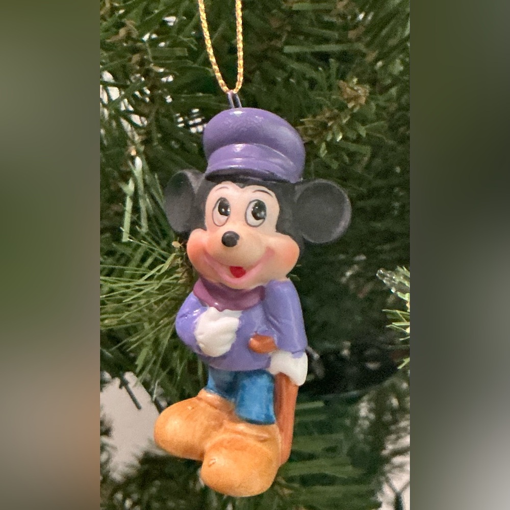 Disney Mickey Mouse/Tiny Tim Porcelain/Ceramic Ornament NWOT Mint Condition VTG